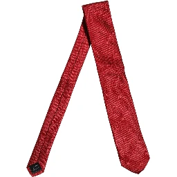 Red Silk Textured Pattern Adjustable Tied Men Necktie Tie