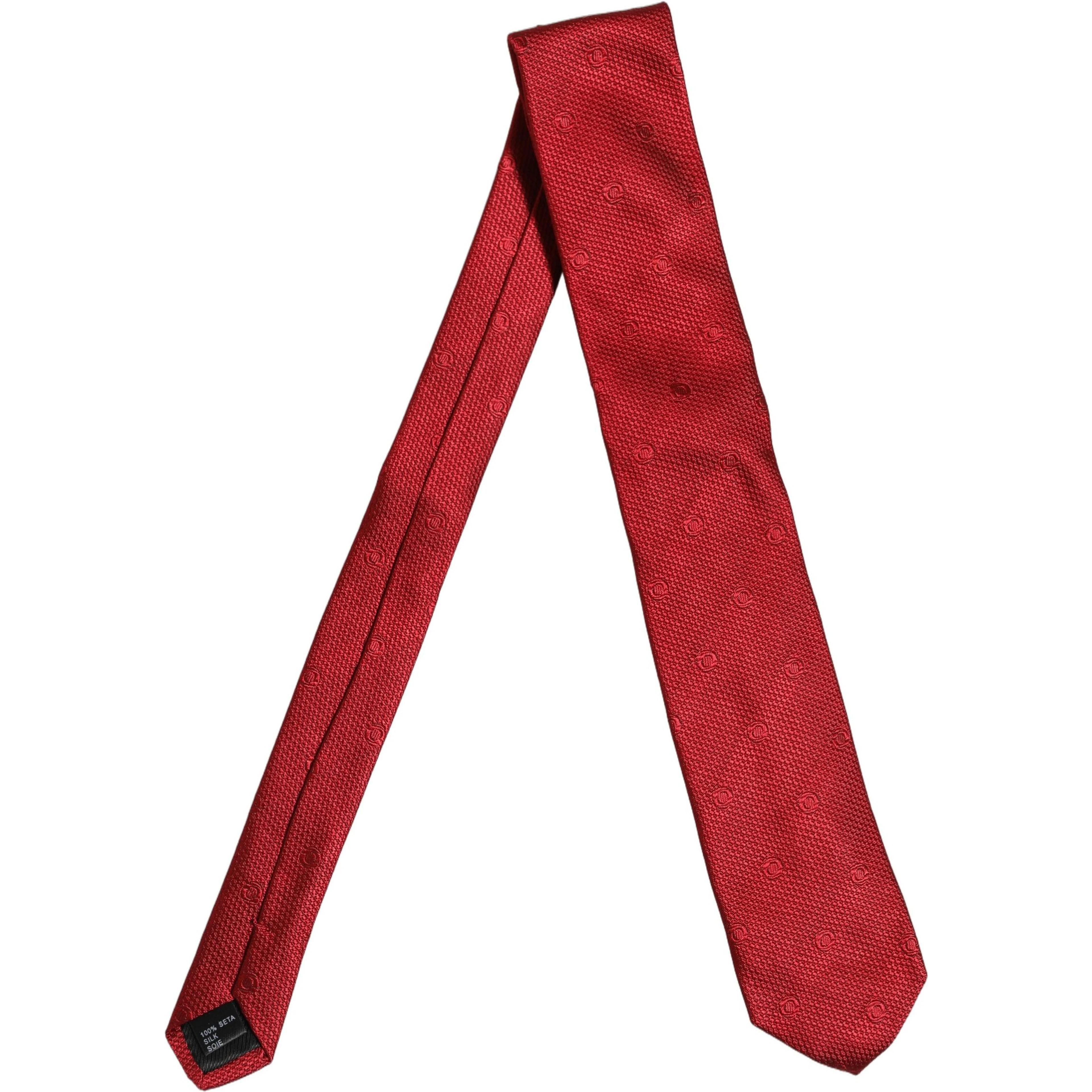 Red Silk Textured Pattern Adjustable Tied Men Necktie Tie