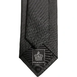 Black Silk Micro Polka Dot Adjustable Tied Necktie Tie