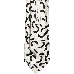 Men Cream Silk Abstract Adjustable Tied Necktie Tie