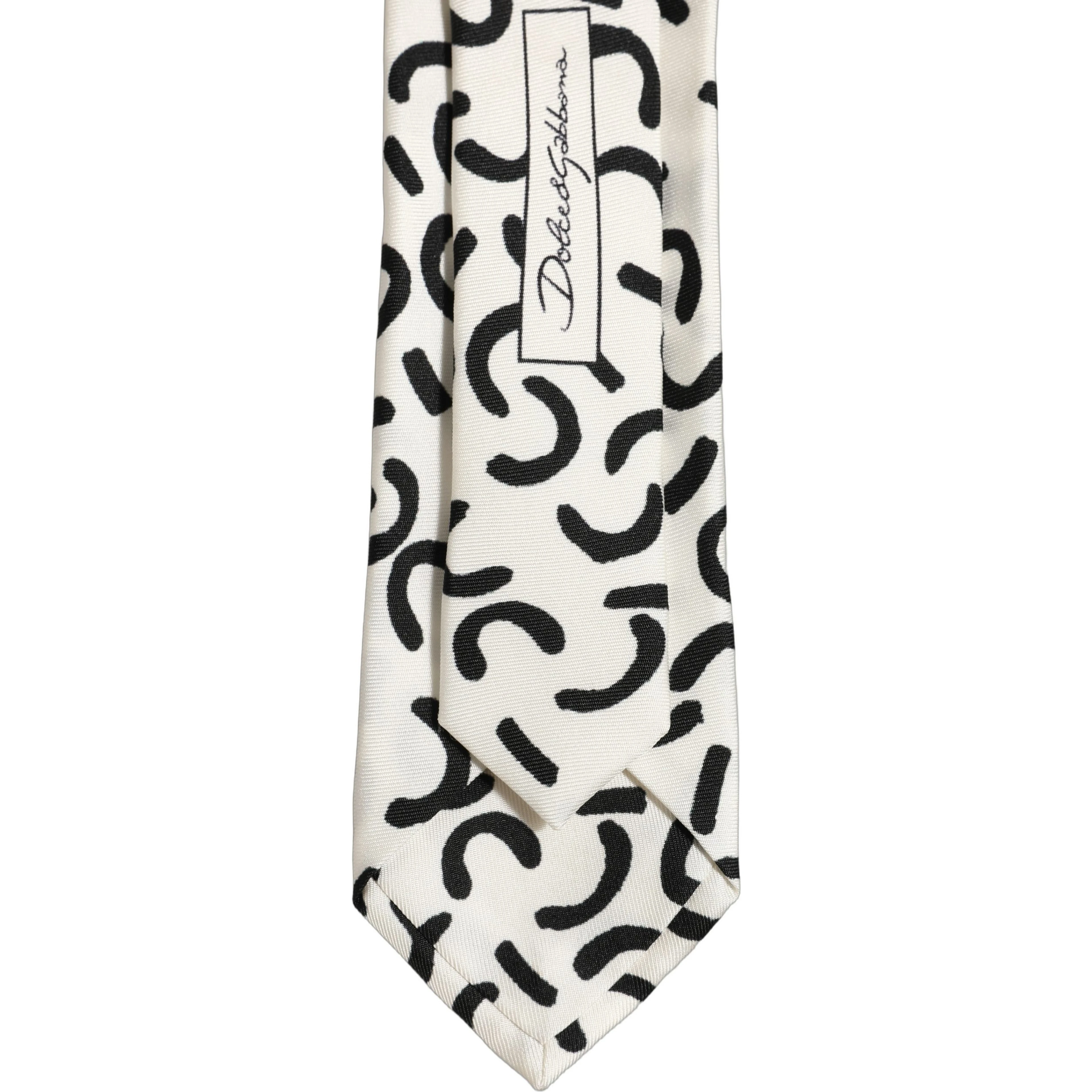 Men Cream Silk Abstract Adjustable Tied Necktie Tie