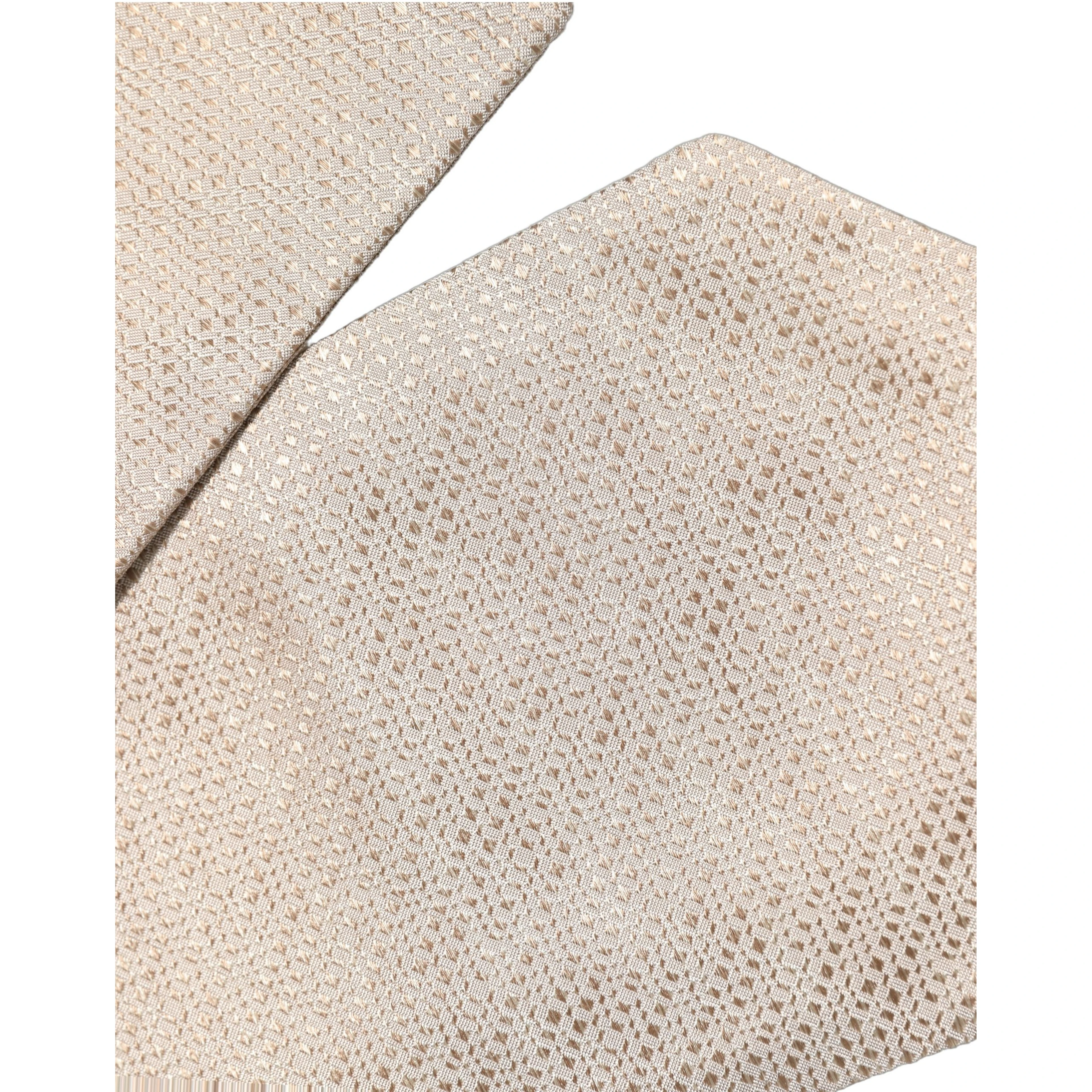 Beige Silk Textured Knit Adjustable Tied Men Necktie Tie