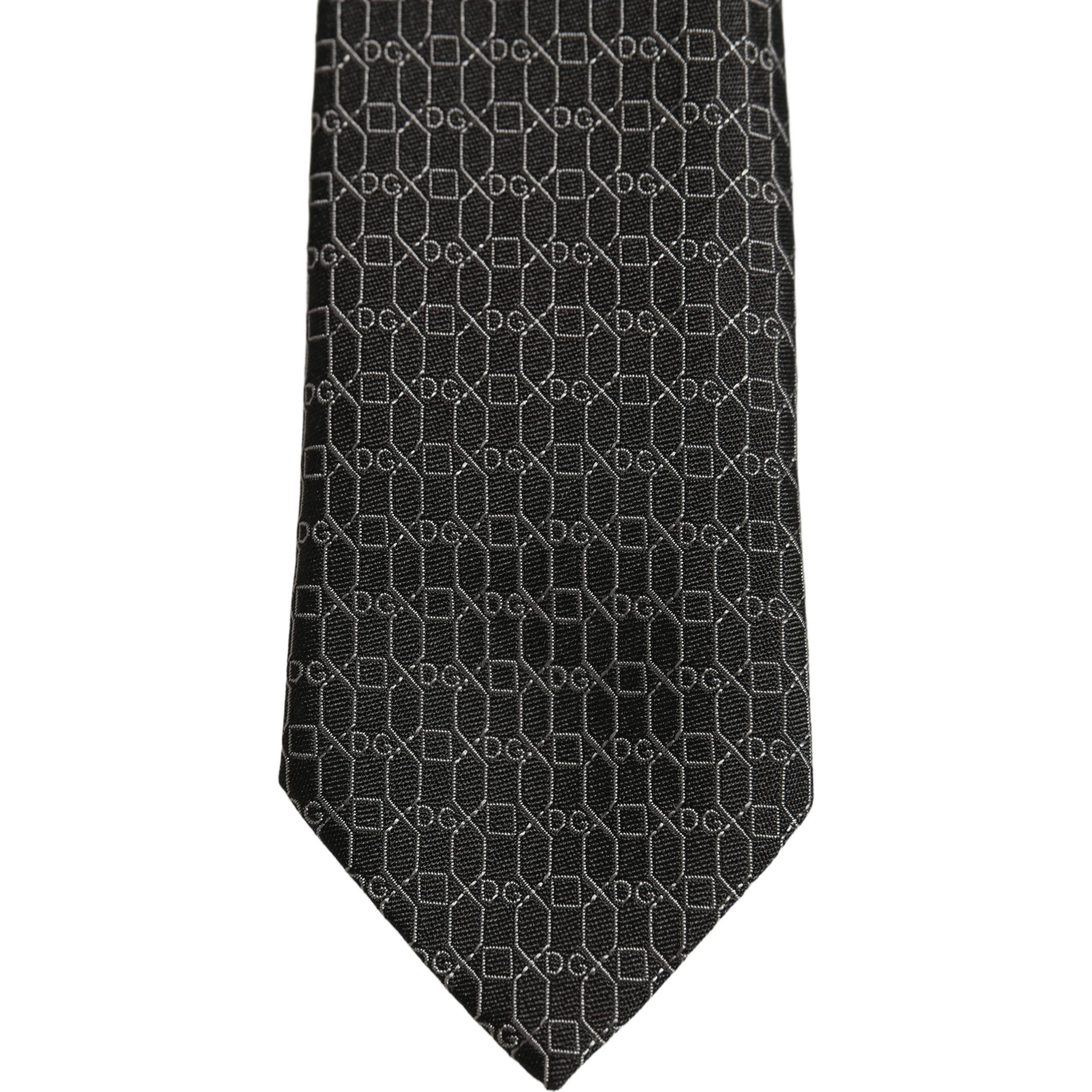 Dark Gray Silk DG Monogram Adjustable Tied Necktie Tie
