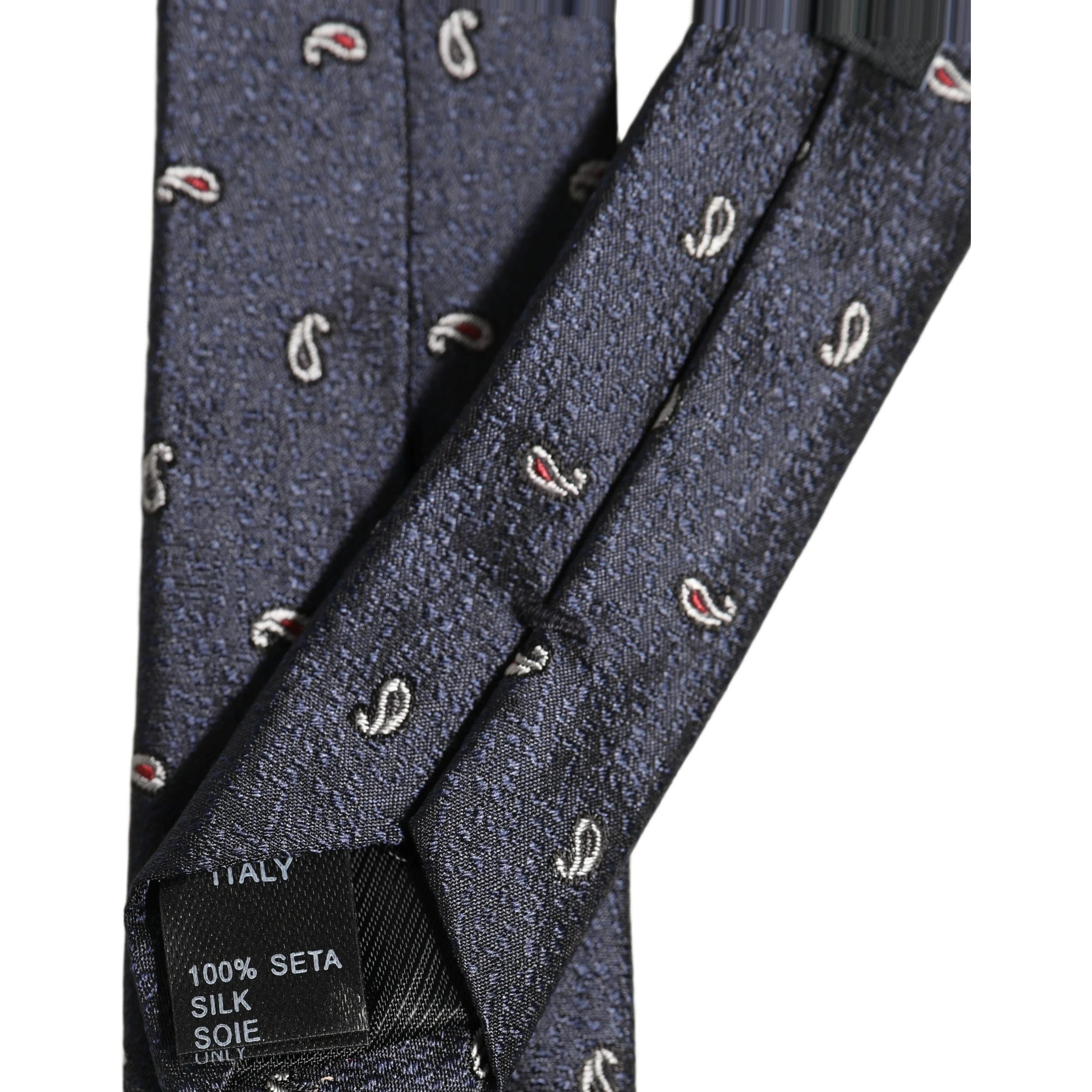 Dark Blue Silk Paisley Adjustable Tied Men Necktie Tie