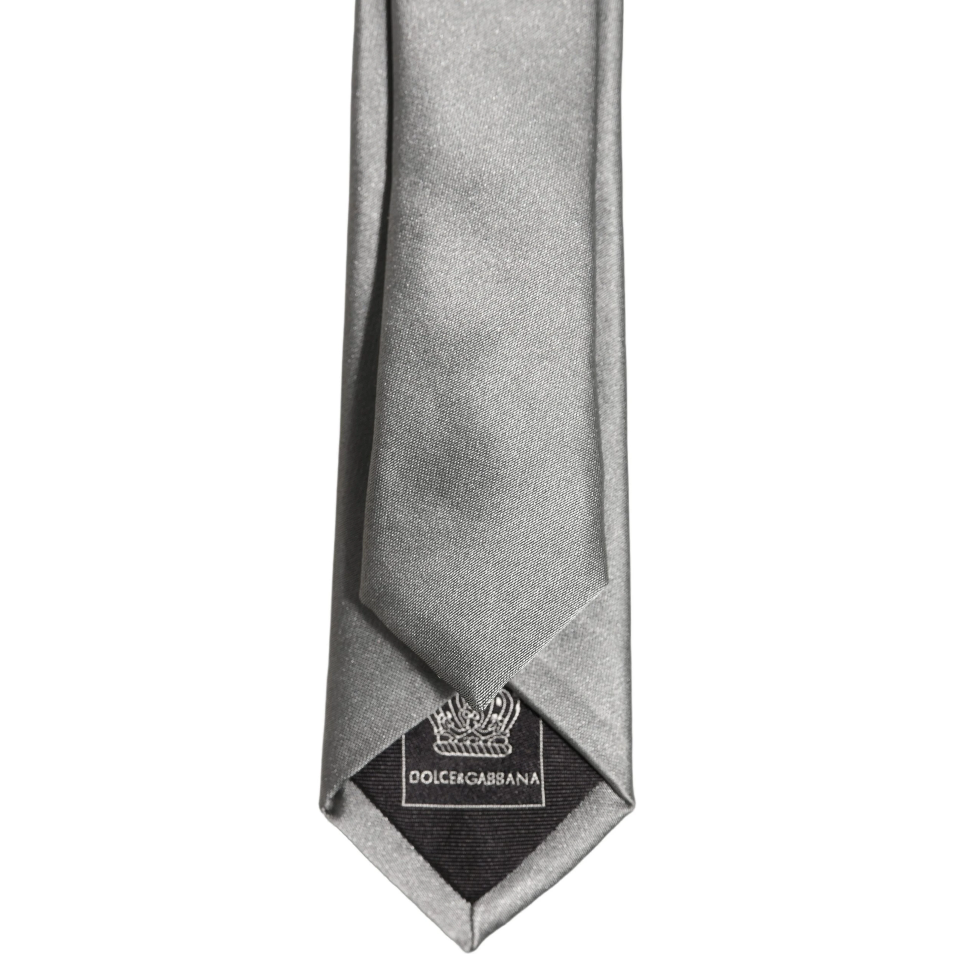 Gray Satin 100% Silk Adjustable Tied Men Necktie Tie