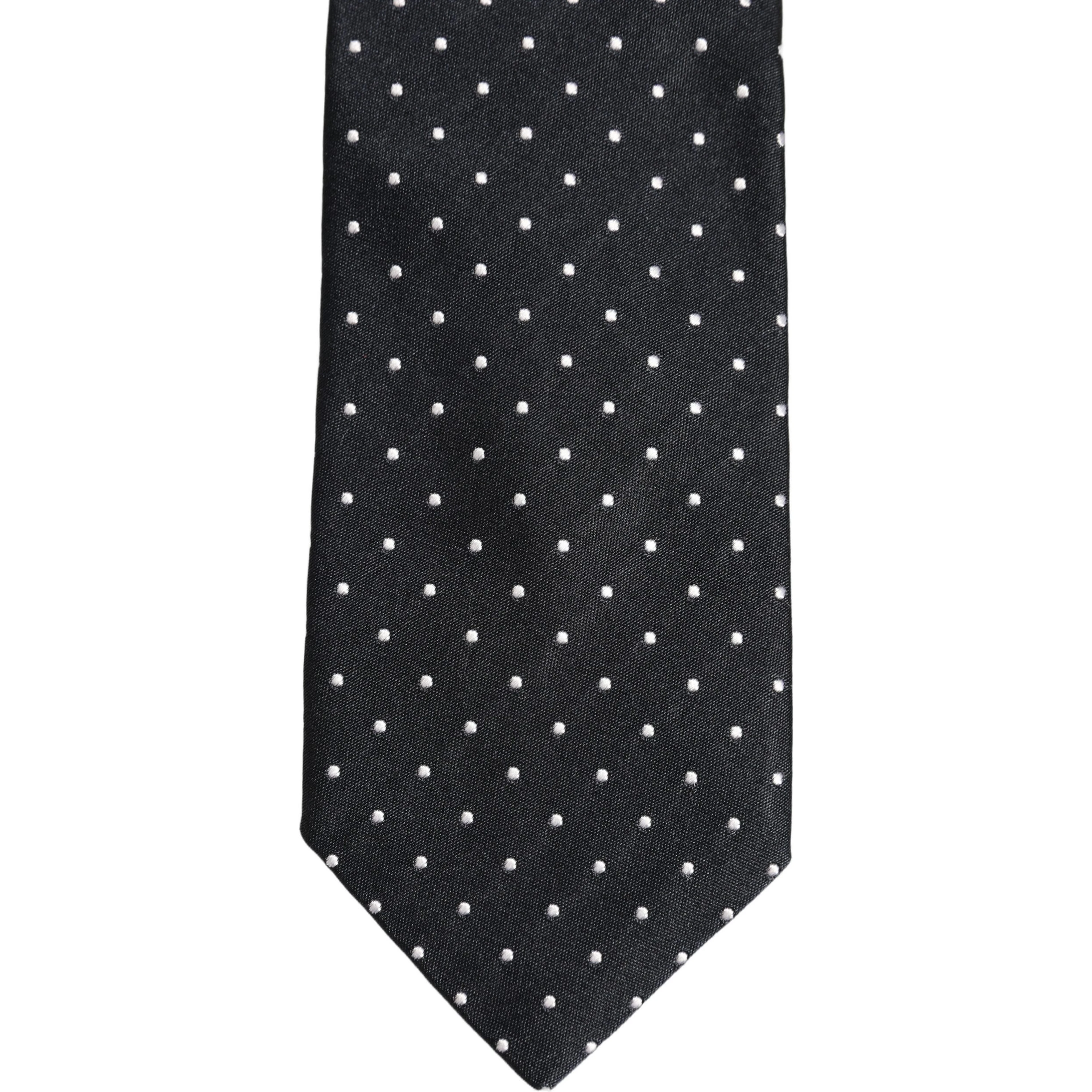 Dark Blue Silk Polka Dot Adjustable Tied Men Necktie Tie