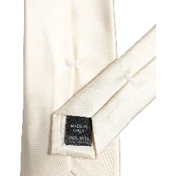 Cream Satin 100% Silk Adjustable Tied Men Necktie Tie
