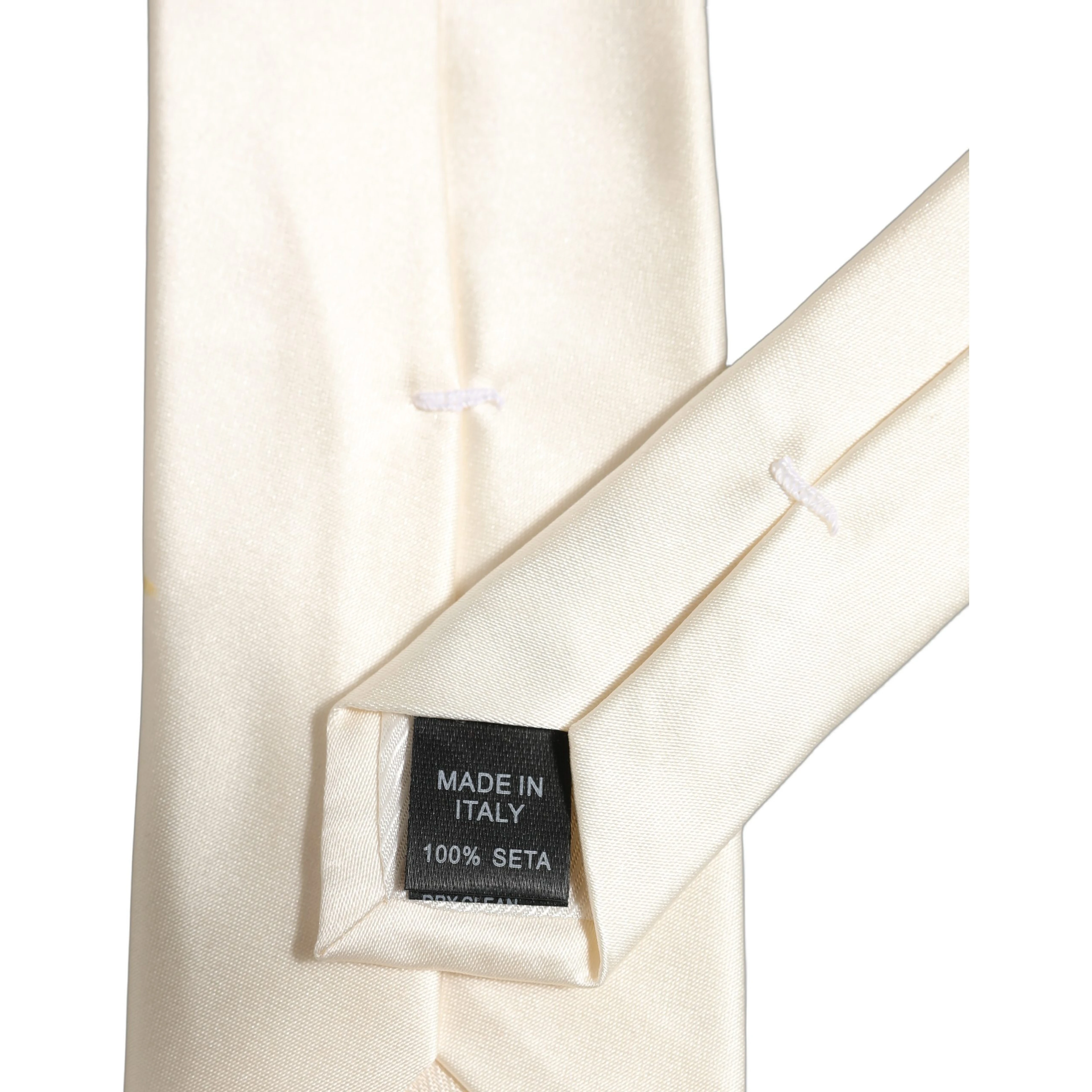 Cream Satin 100% Silk Adjustable Tied Men Necktie Tie