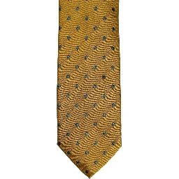 Men Mustard Silk Polka Dot Adjustable Tied Necktie Tie