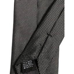 Black Silk Micro Polka Dot Adjustable Tied Necktie Tie