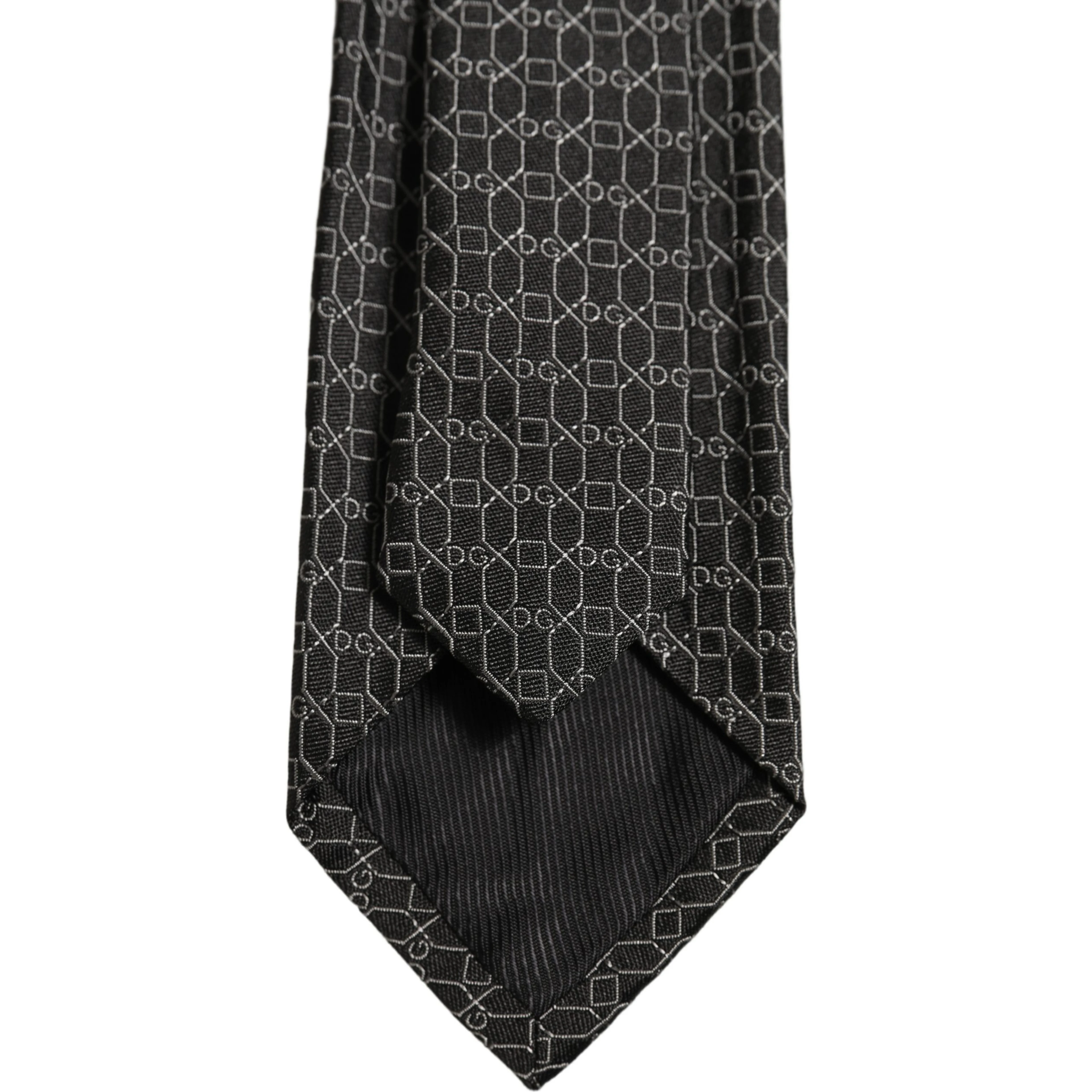Dark Gray Silk DG Monogram Adjustable Tied Necktie Tie