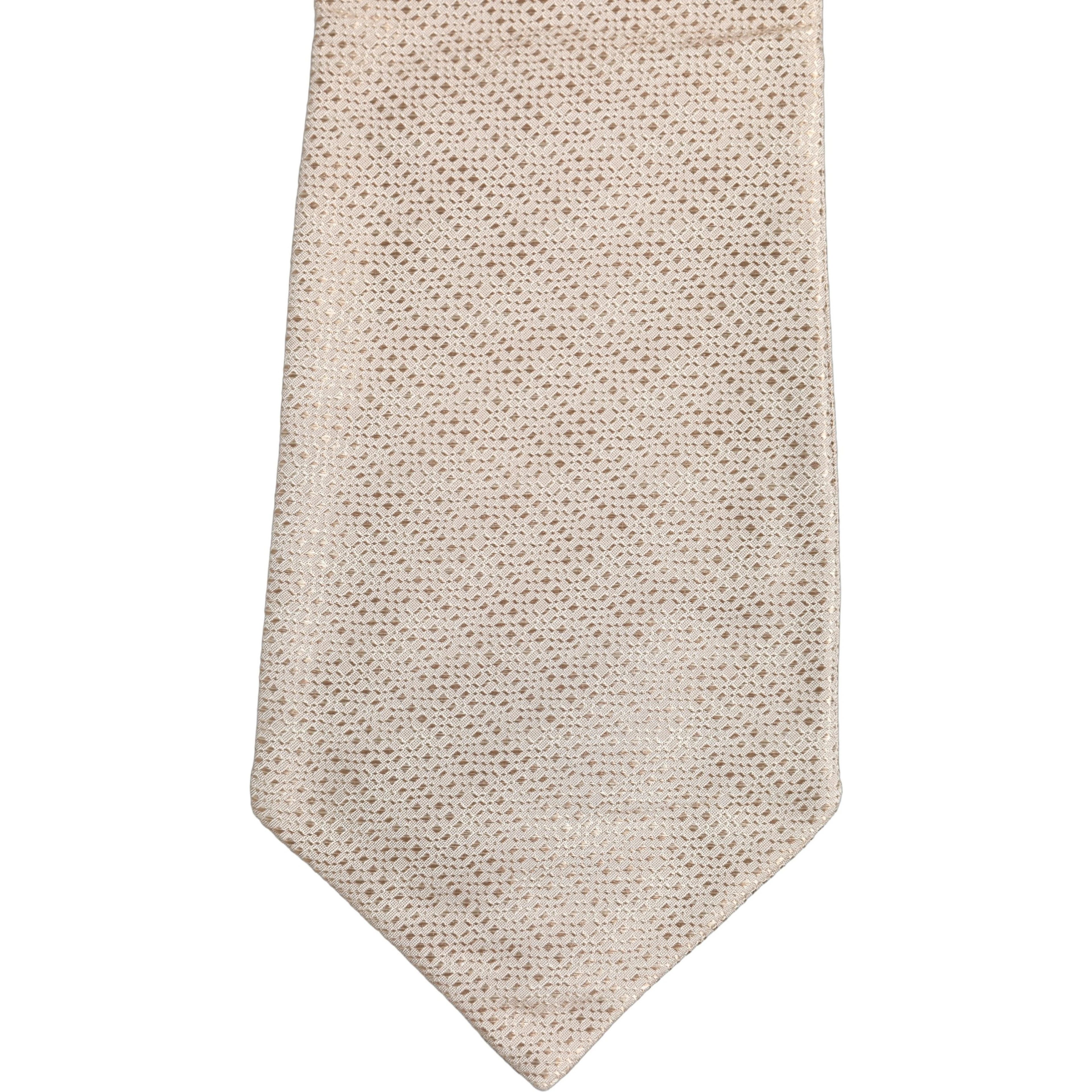 Beige Silk Textured Knit Adjustable Tied Men Necktie Tie