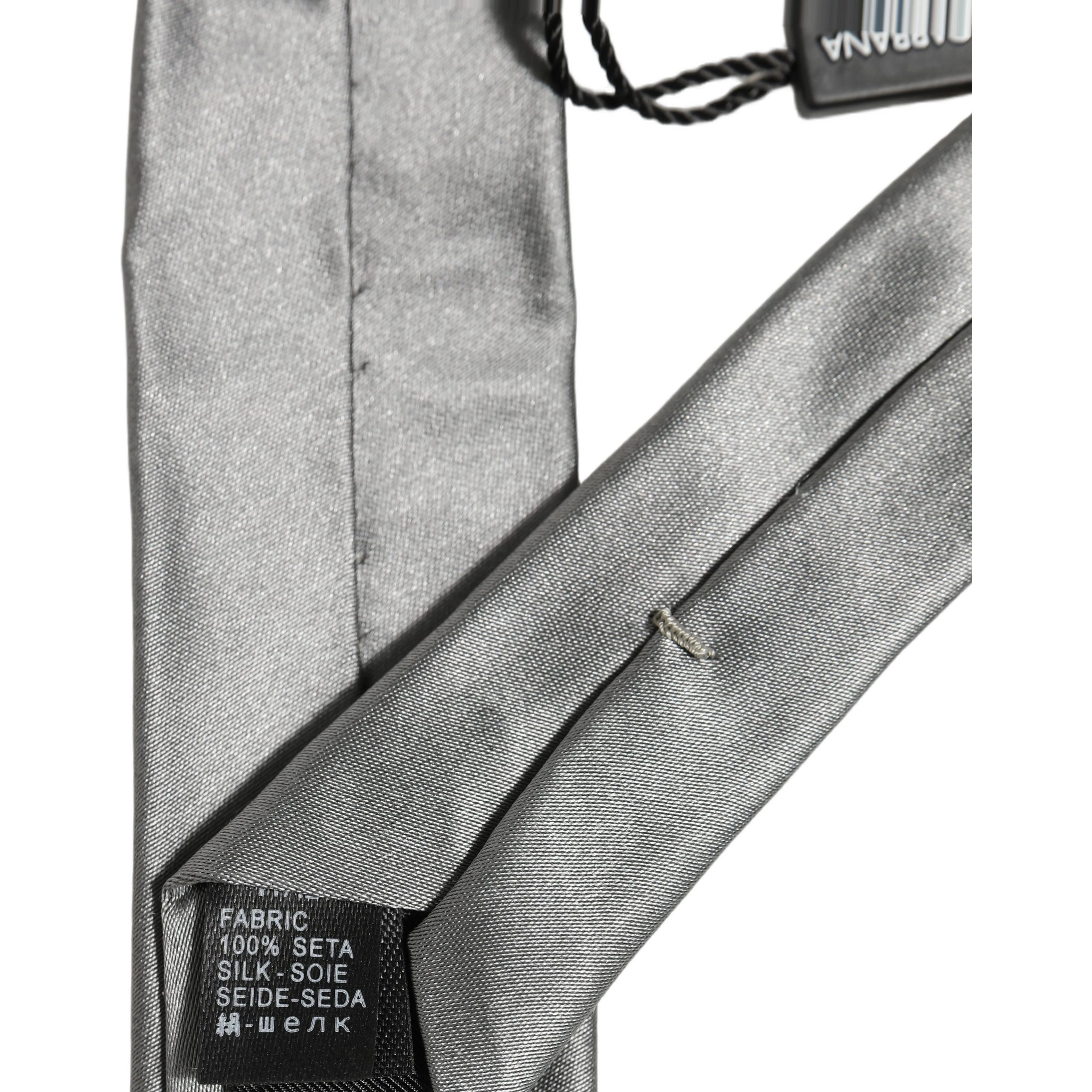 Gray Satin 100% Silk Adjustable Tied Men Necktie Tie