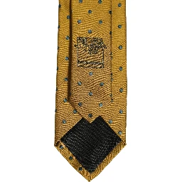 Men Mustard Silk Polka Dot Adjustable Tied Necktie Tie