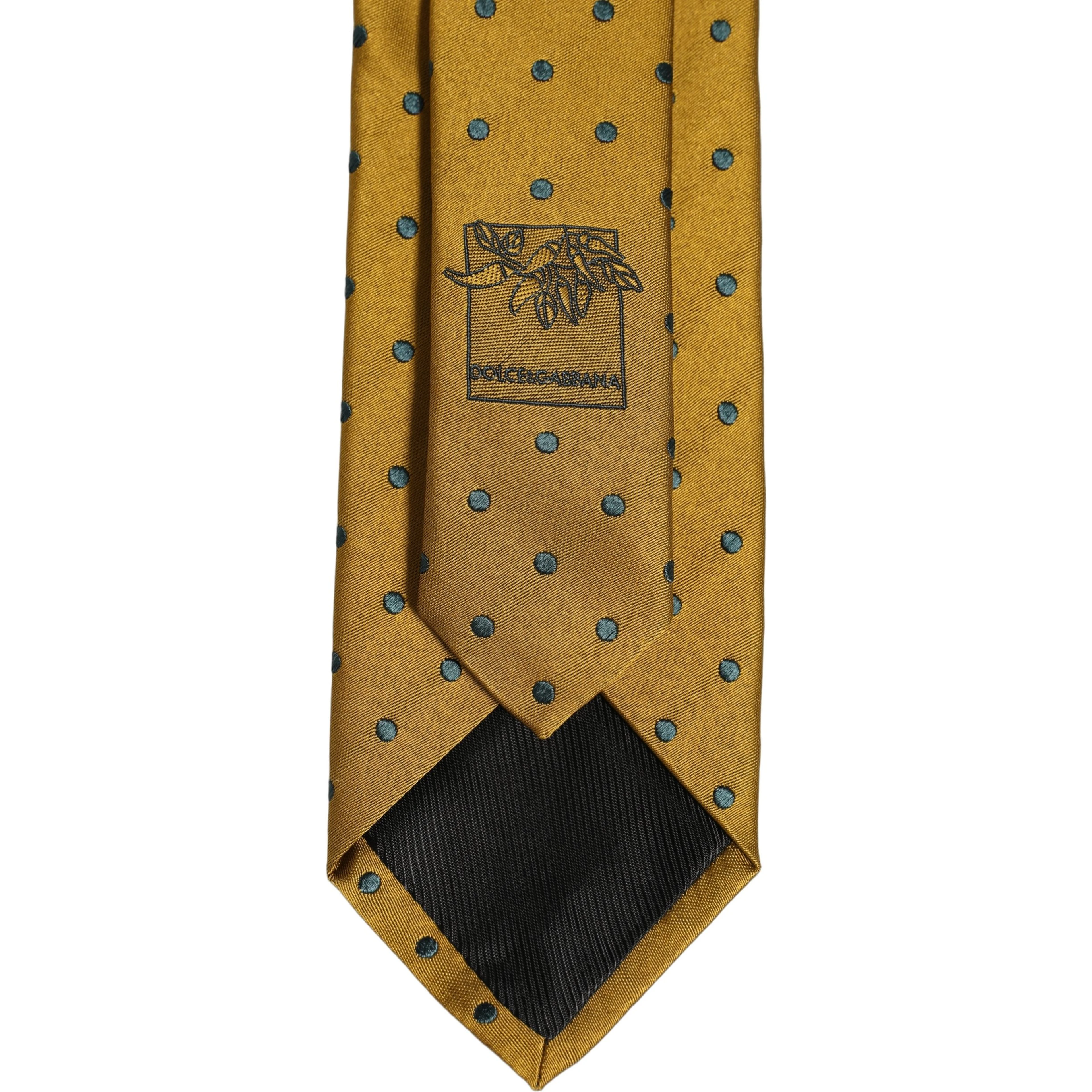 Men Mustard Silk Polka Dot Adjustable Tied Necktie Tie