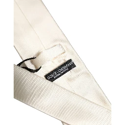 Cream Satin 100% Silk Adjustable Tied Men Necktie Tie