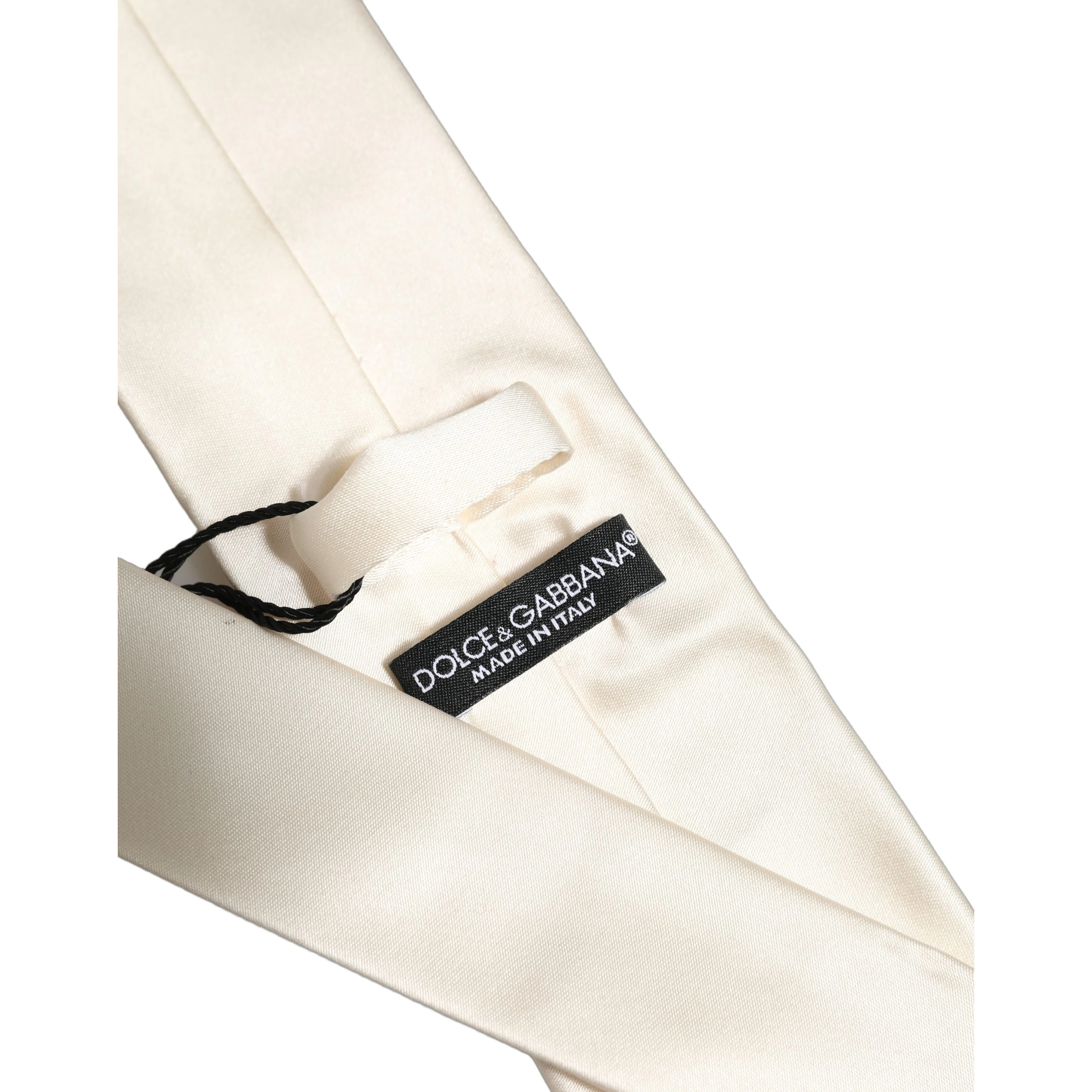 Cream Satin 100% Silk Adjustable Tied Men Necktie Tie