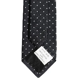 Dark Blue Silk Polka Dot Adjustable Tied Men Necktie Tie