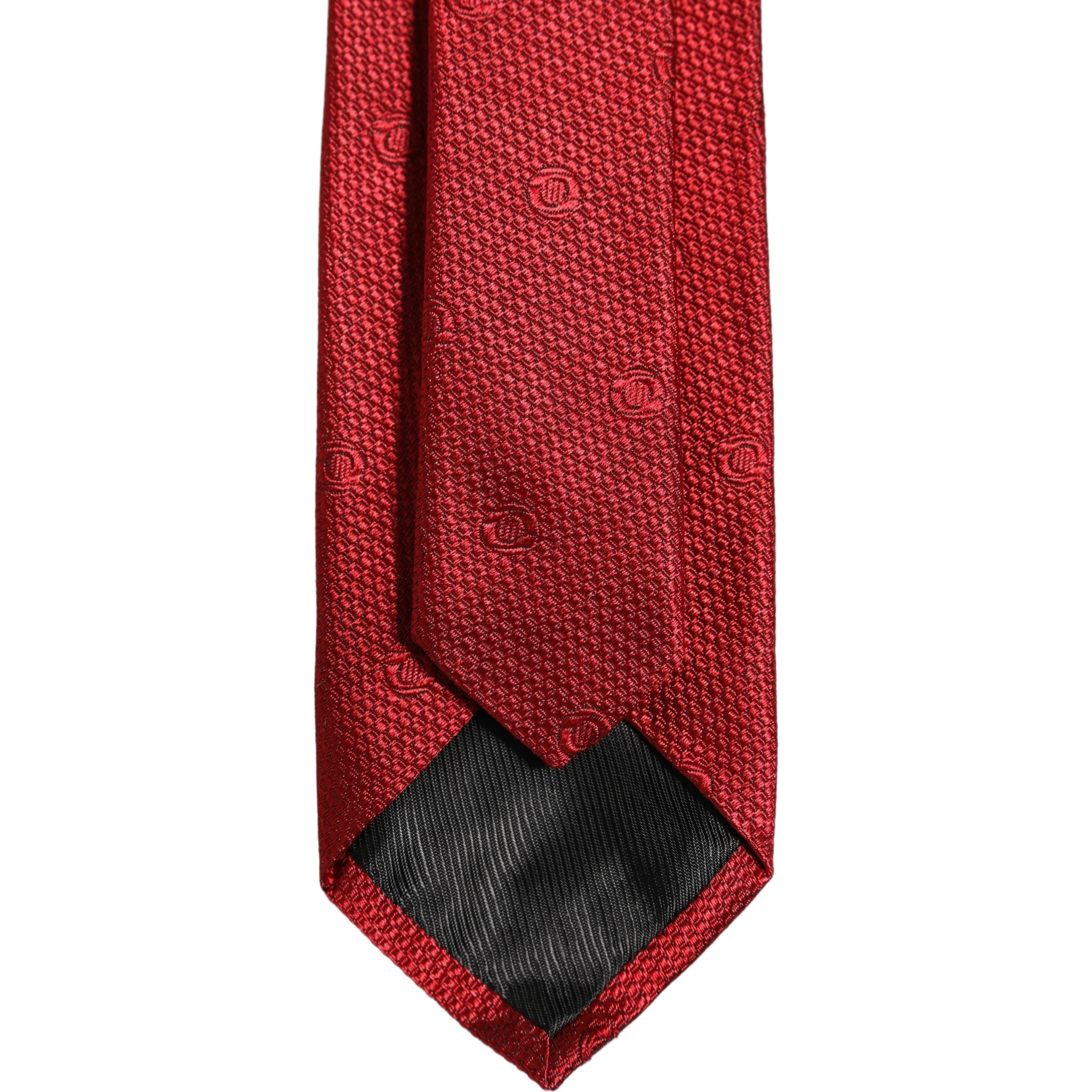 Red Silk Textured Pattern Adjustable Tied Men Necktie Tie
