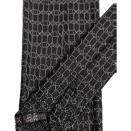 Dark Gray Silk DG Monogram Adjustable Tied Necktie Tie