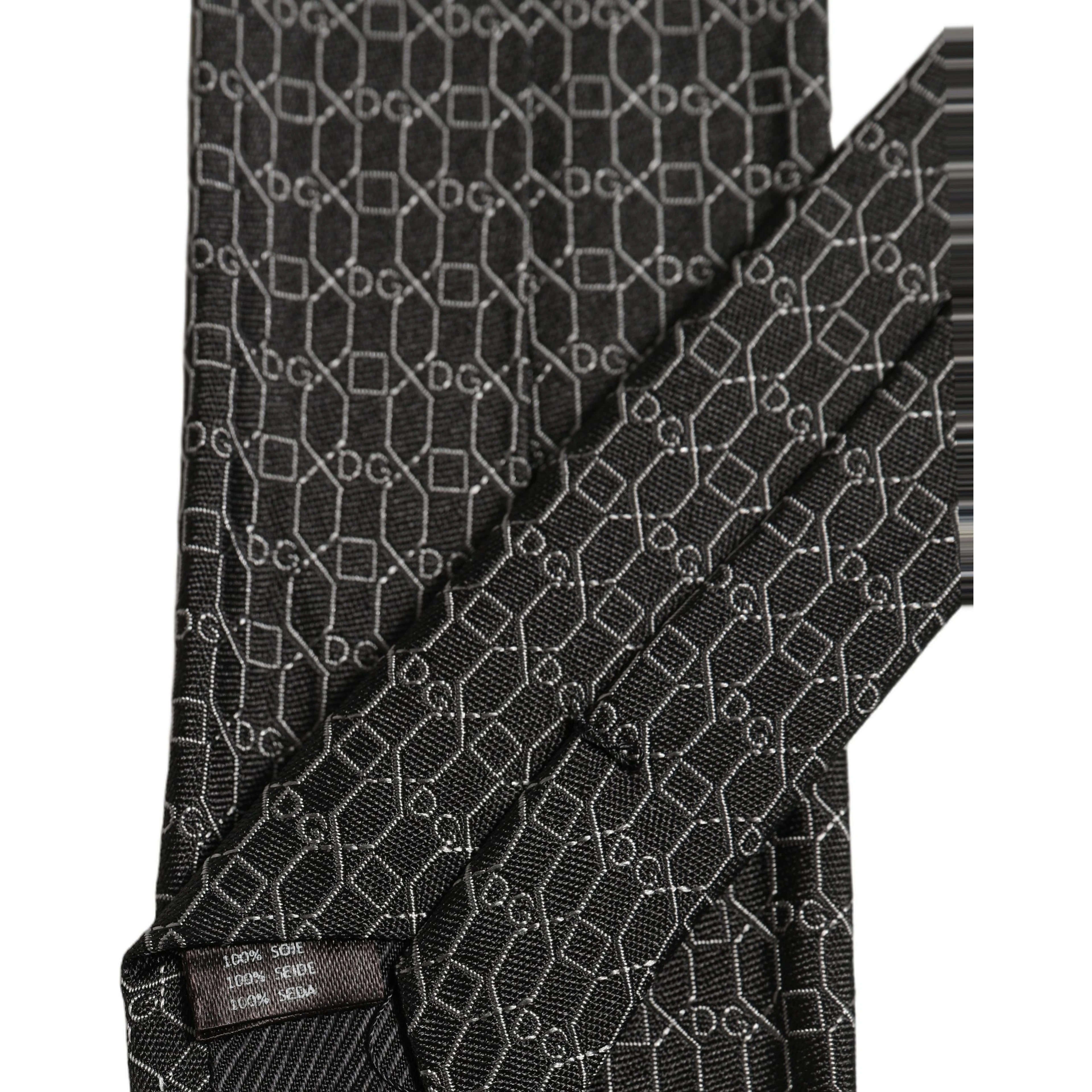 Dark Gray Silk DG Monogram Adjustable Tied Necktie Tie