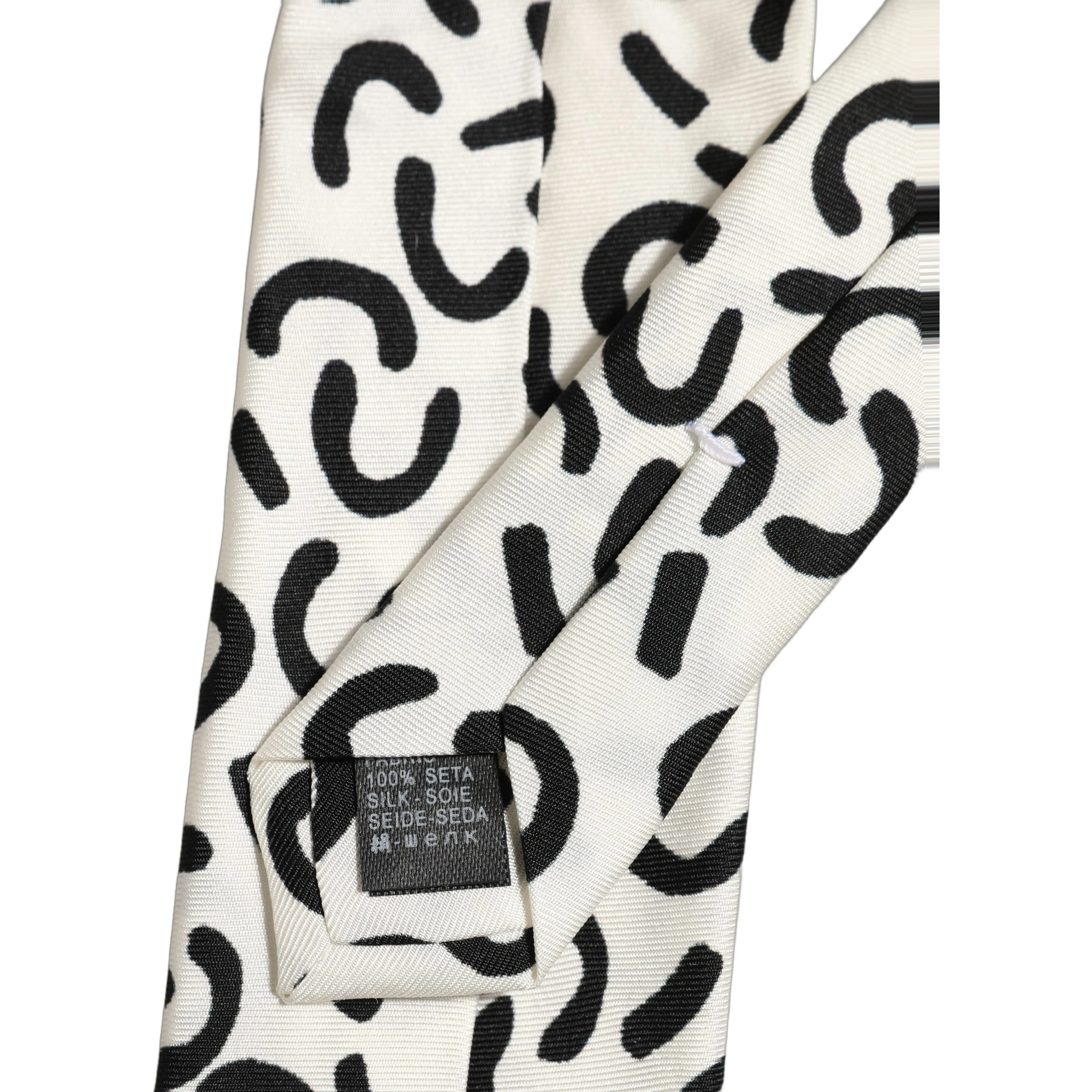 Men Cream Silk Abstract Adjustable Tied Necktie Tie