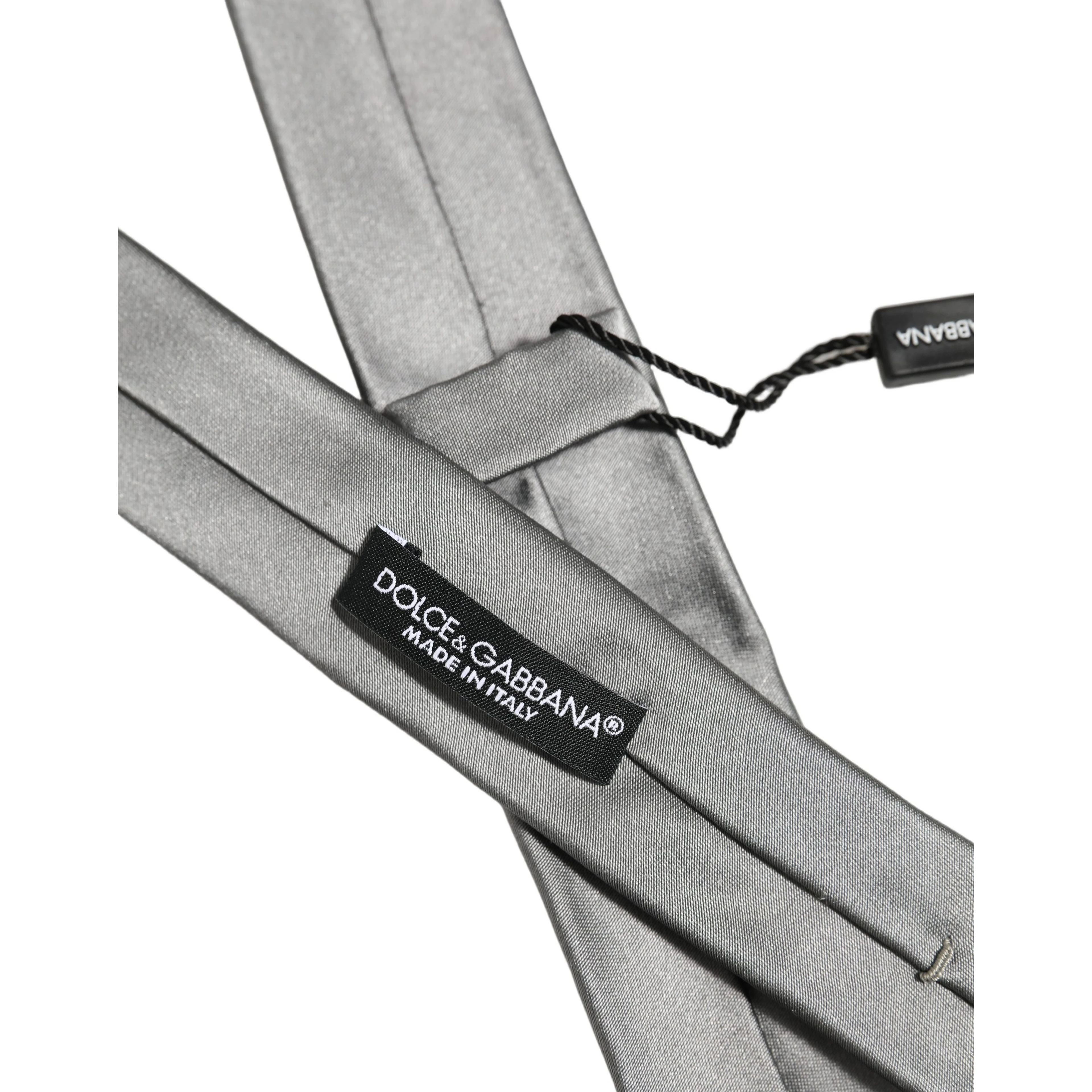 Gray Satin 100% Silk Adjustable Tied Men Necktie Tie