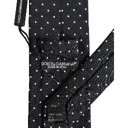 Dark Blue Silk Polka Dot Adjustable Tied Men Necktie Tie