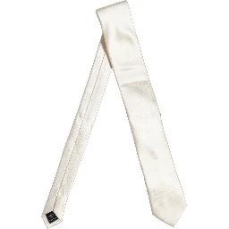 Cream Satin 100% Silk Adjustable Tied Men Necktie Tie