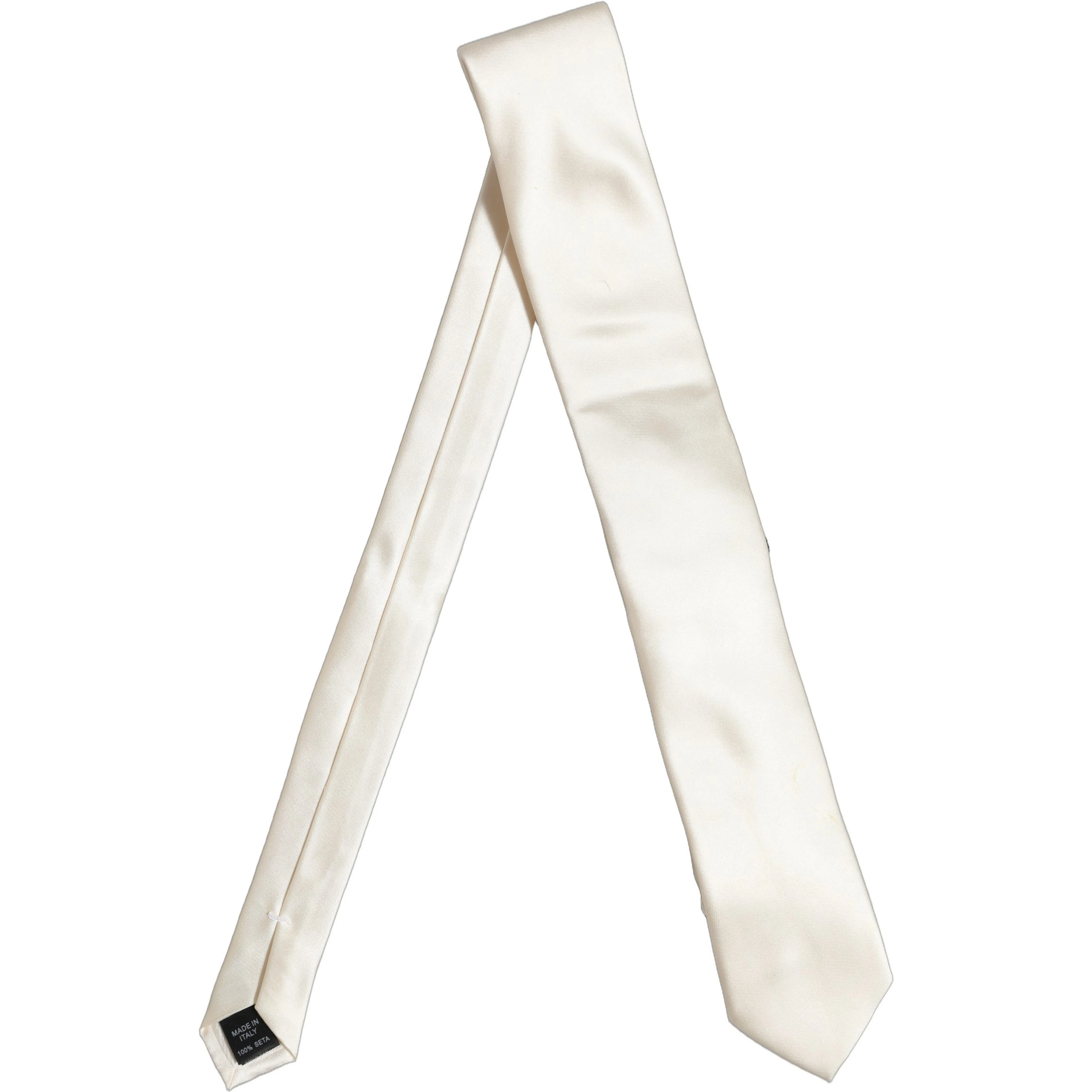 Cream Satin 100% Silk Adjustable Tied Men Necktie Tie