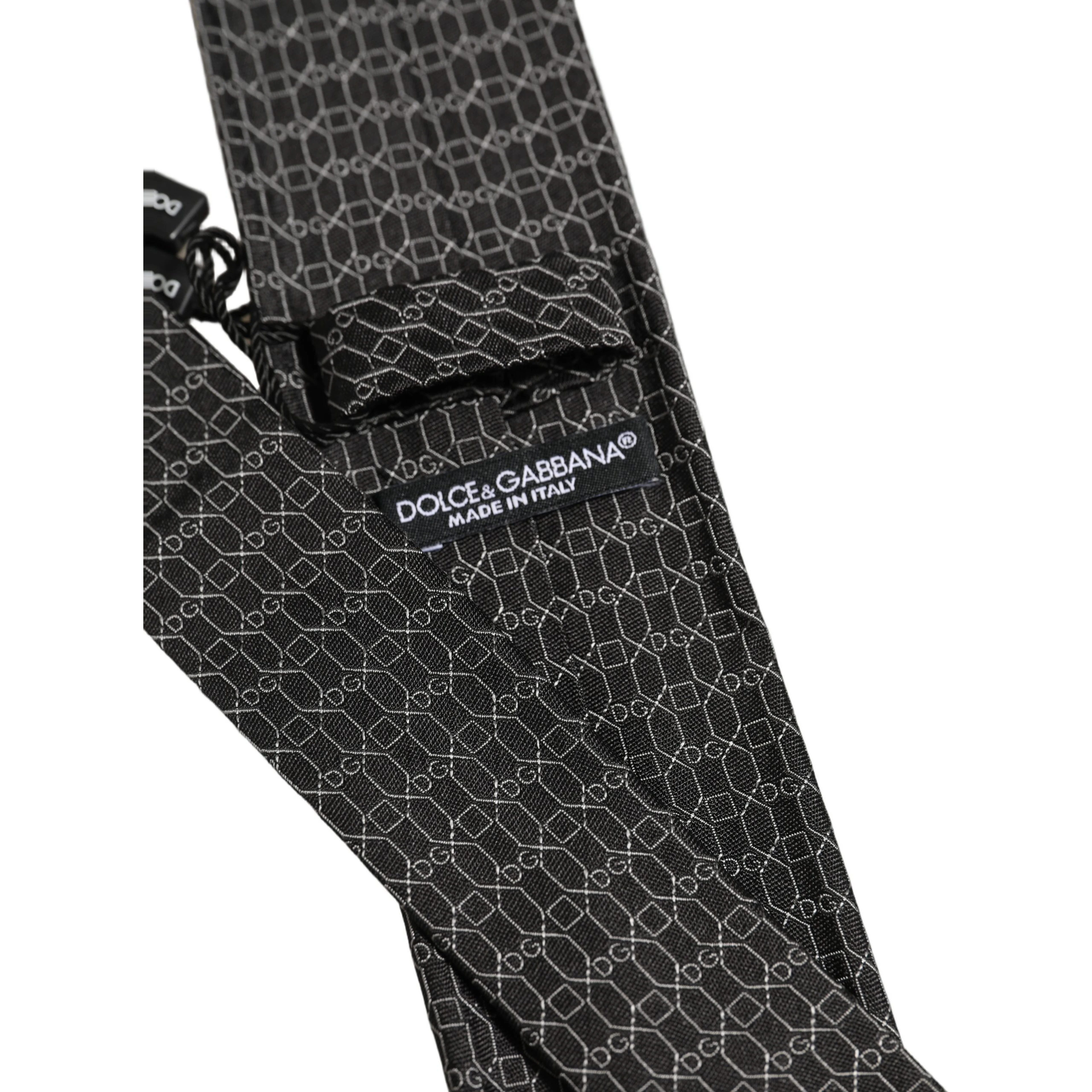 Dark Gray Silk DG Monogram Adjustable Tied Necktie Tie
