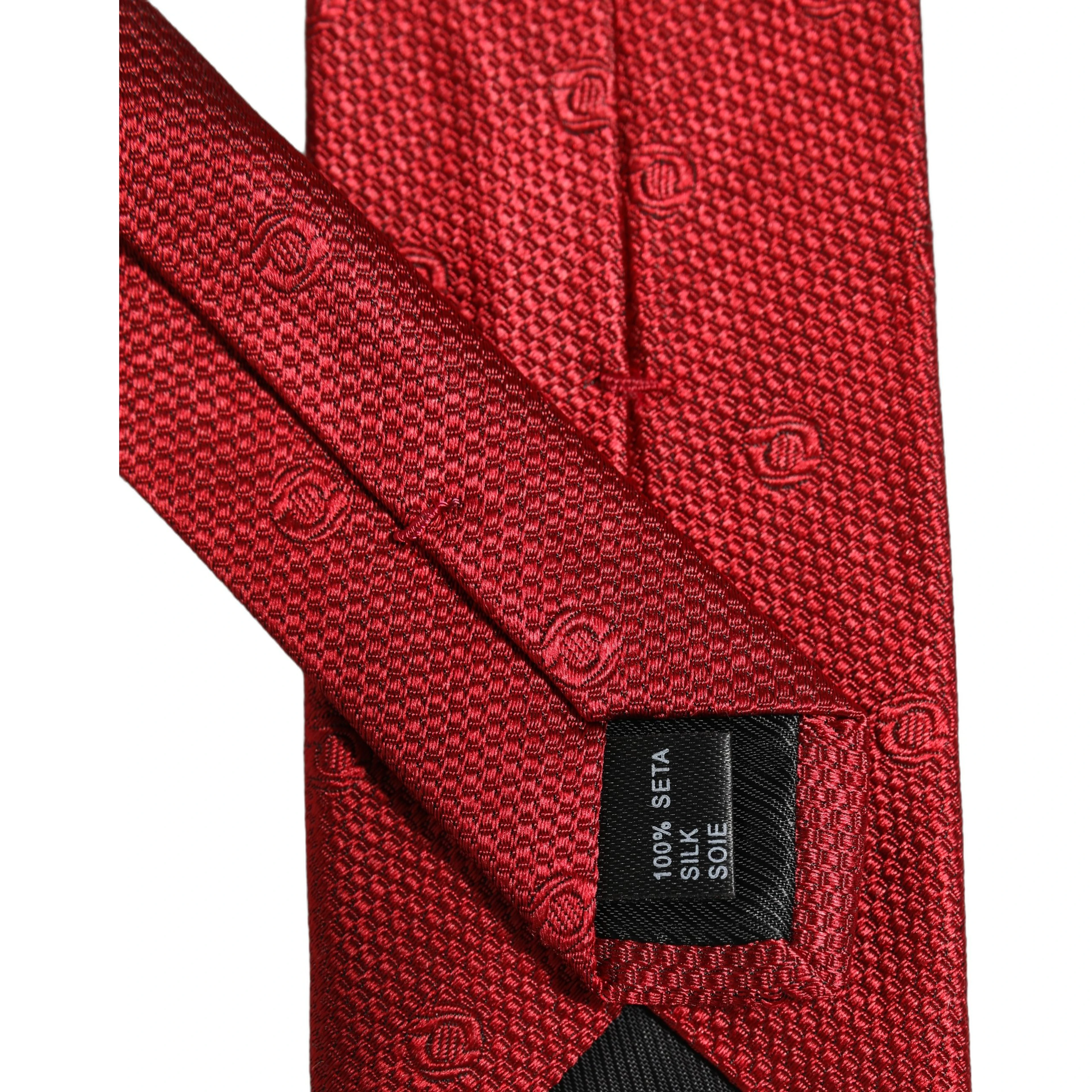 Red Silk Textured Pattern Adjustable Tied Men Necktie Tie