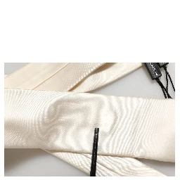 Cream Satin 100% Silk Adjustable Tied Men Necktie Tie
