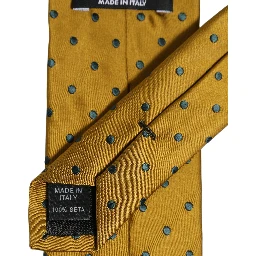 Men Mustard Silk Polka Dot Adjustable Tied Necktie Tie