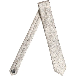 Beige Silk Medallion Circle Adjustable Tied Necktie Tie