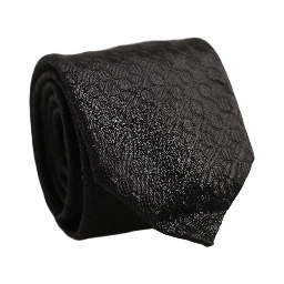 Men Black Silk Geometric Adjustable Tied Necktie Tie