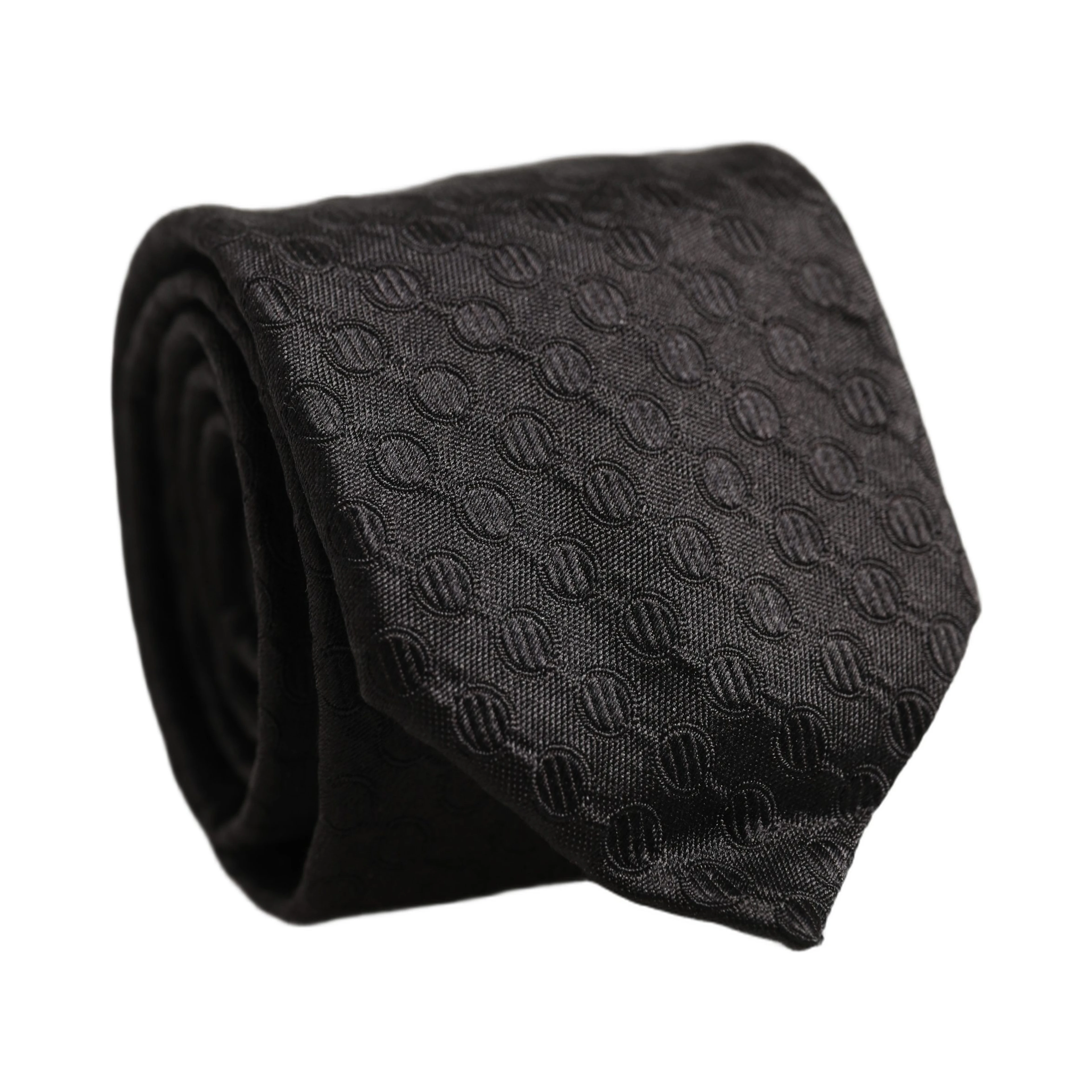 Men Black Silk Geometric Adjustable Tied Necktie Tie