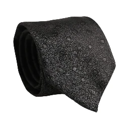 Men Black Polka Dot Silk Adjustable Tied Necktie Tie