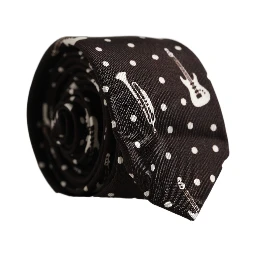 Black Musical Instrument Silk Adjustable Tied Necktie Tie