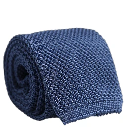 Men Blue Silk Knitted Skinny Adjustable Tied Necktie Tie