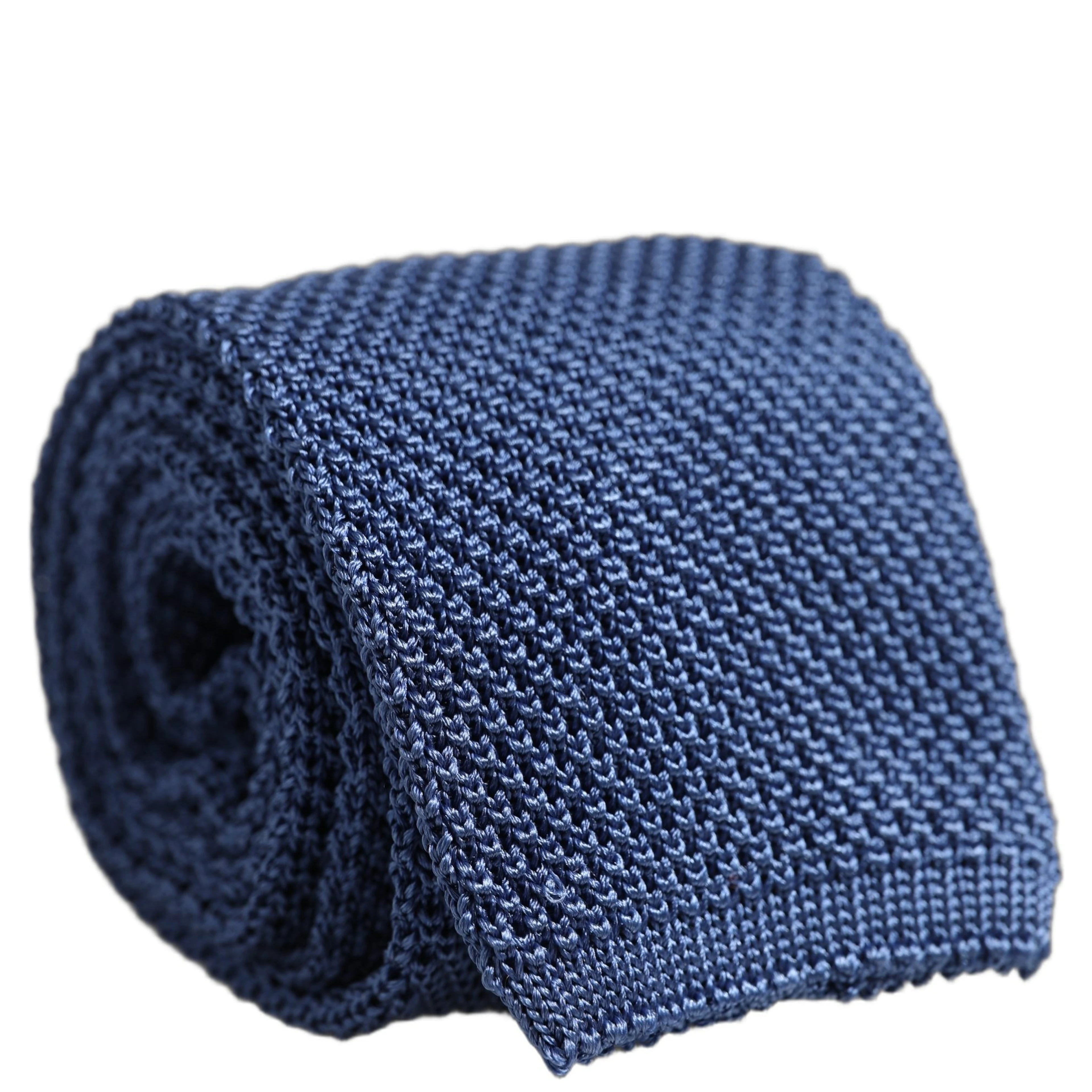 Men Blue Silk Knitted Skinny Adjustable Tied Necktie Tie