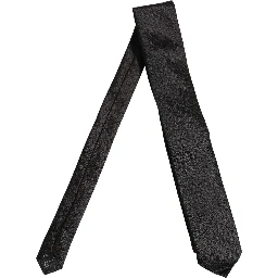 Men Black Silk Geometric Adjustable Tied Necktie Tie