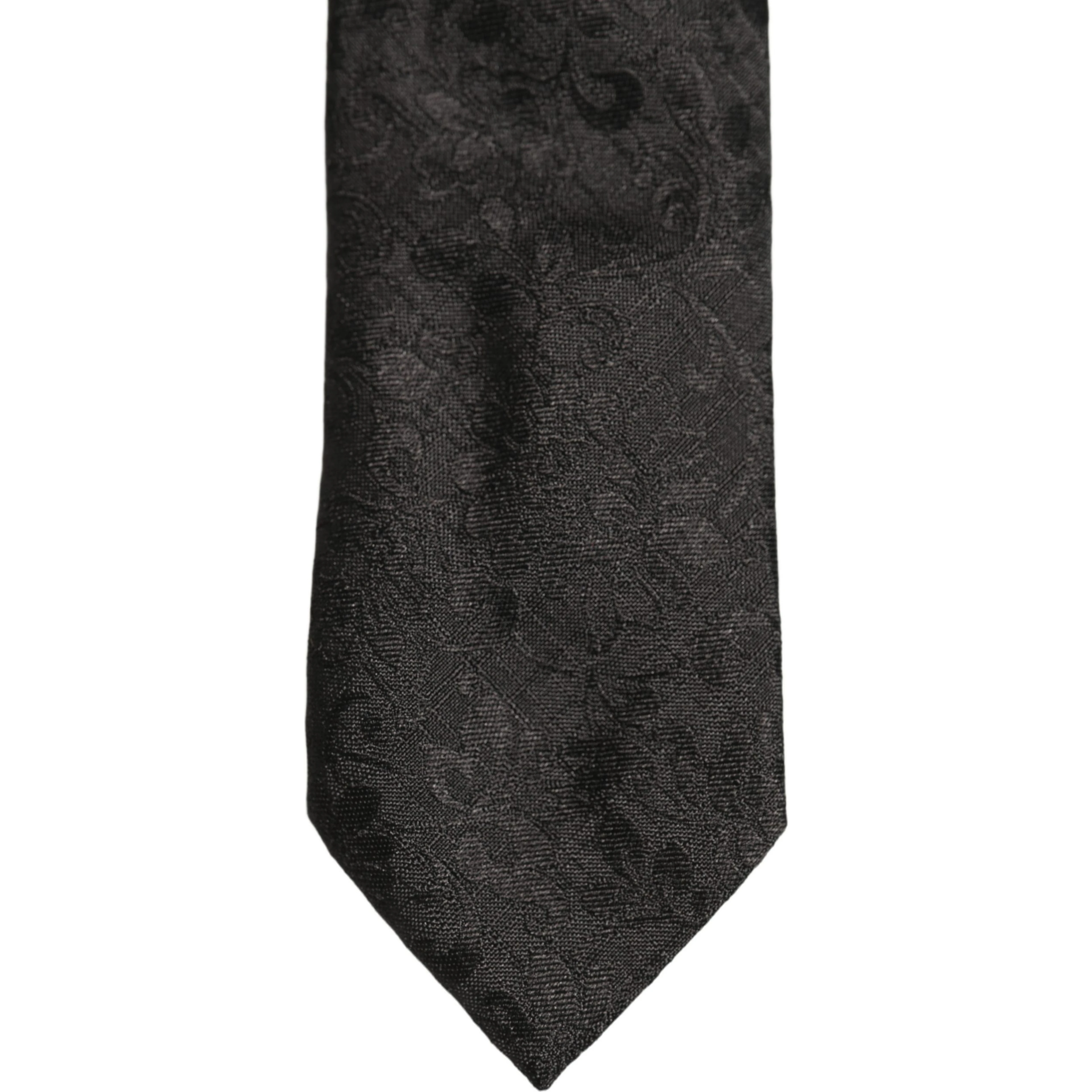 Men Black Silk Tonal Floral Adjustable Tied Necktie Tie