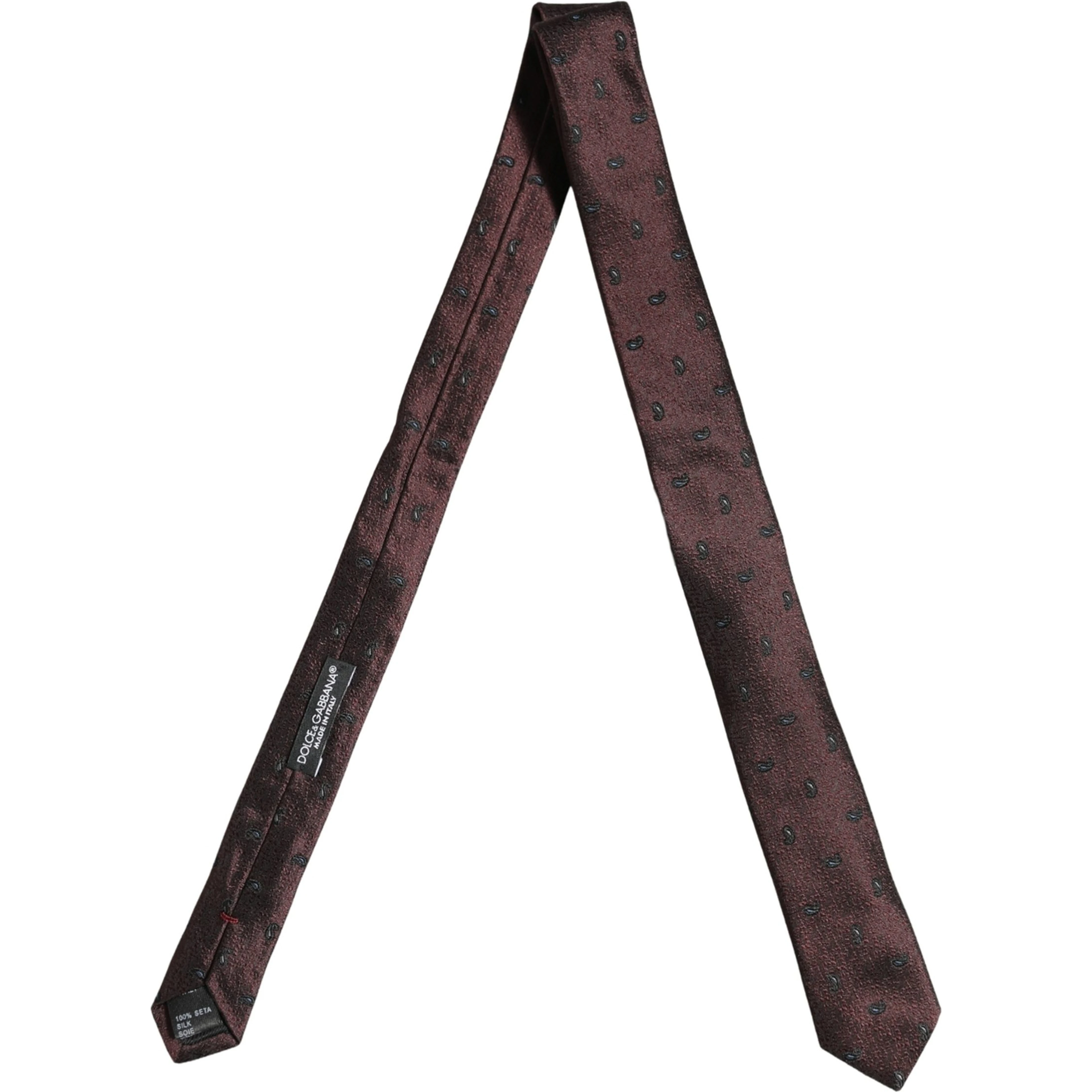 Men Burgundy Silk Paisley Adjustable Tied Necktie Tie