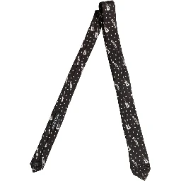 Black Musical Instrument Silk Adjustable Tied Necktie Tie