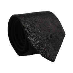 Men Black Silk Geometric Adjustable Tied Necktie Tie