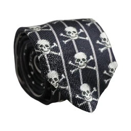 Men Black Silk Skull Fantasy Adjustable Tied Necktie Tie