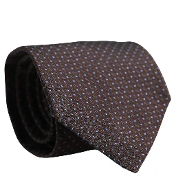 Men Brown Geometric Silk Adjustable Tied Necktie Tie