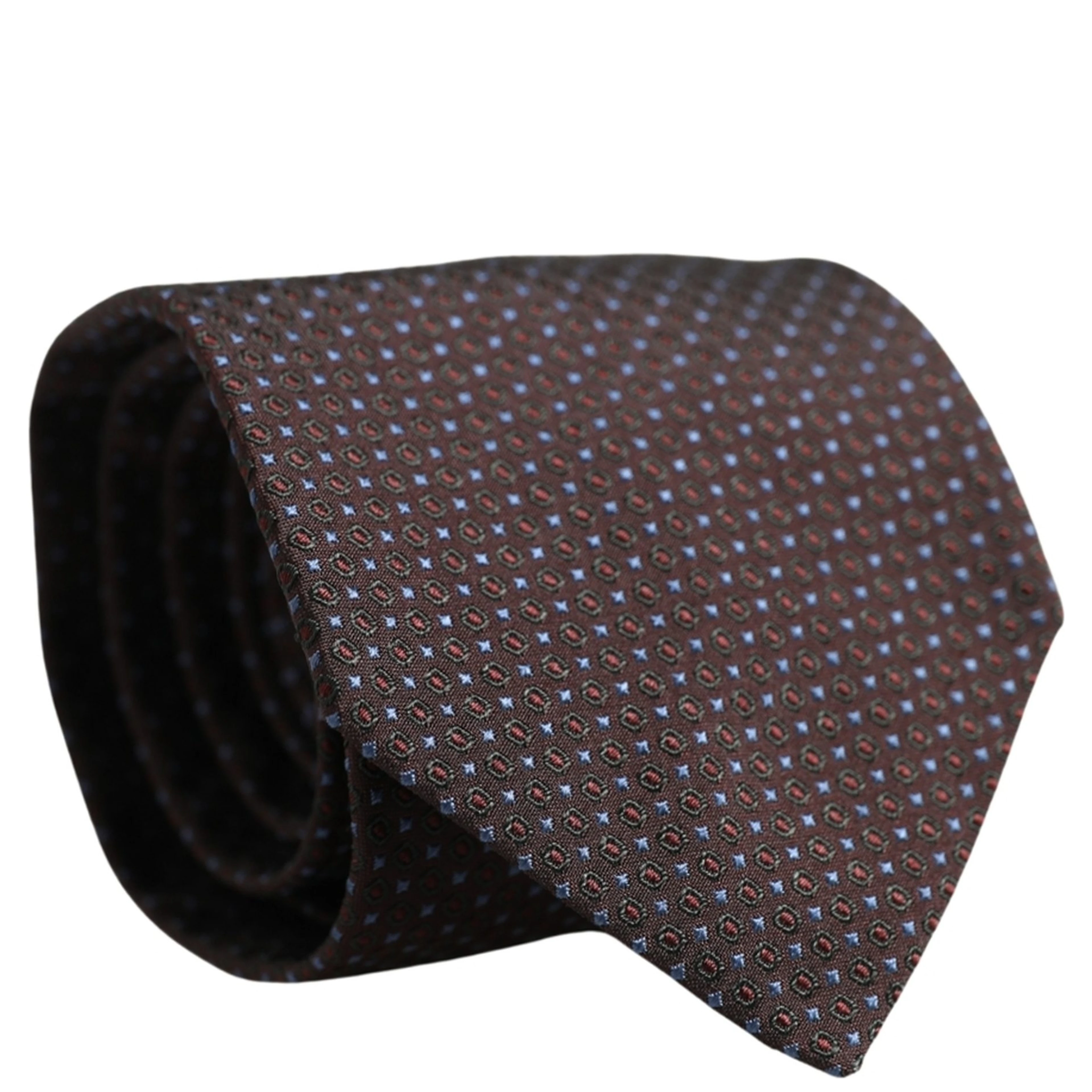 Men Brown Geometric Silk Adjustable Tied Necktie Tie