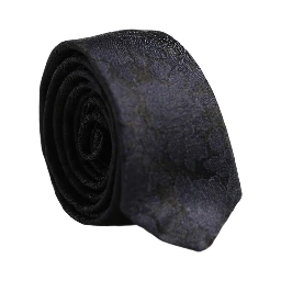 Men Black Floral Jacquard Adjustable Tied Necktie Tie